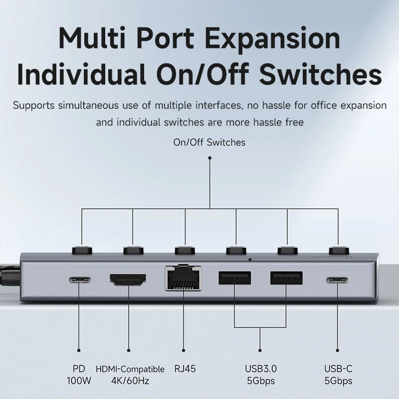 Hagibis-estação de Ancoragem Usb tipo c Interruptores Liga e Desliga Individuais 100w pd 4k Compatível com Hdmi Rj45 Portáteis Macbook Pro - Imagem 4