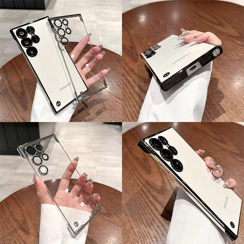 Slim Frameless Transparent Case with Lens Protection and Hard Cover
