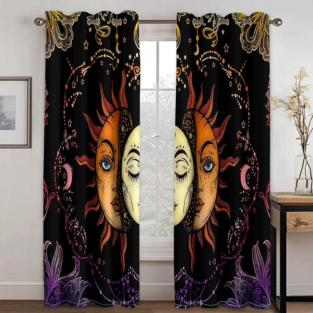 A Buon Mercato Bohémien Mandola Floreale Sun Design Psichedelico Tende Per Finestre Sottili Per Soggiorno Camera Da Letto Decor 2 Pezzi Spedizione Gra