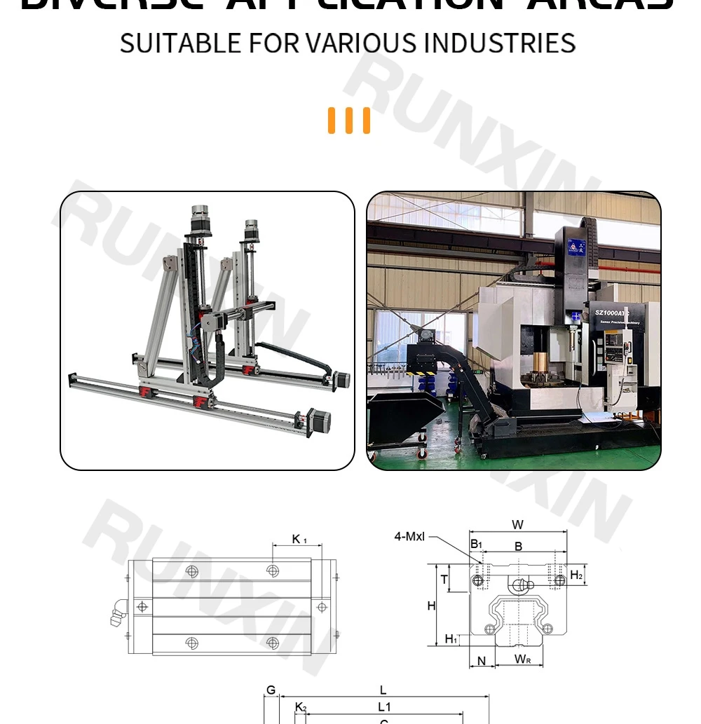 Description Picture 5 of itemRXTNC free shipping 2pc HGR15  L200-1400mm Square Linear Guide Rail for HIWIN Slide Block Carriages CNC Engraving
