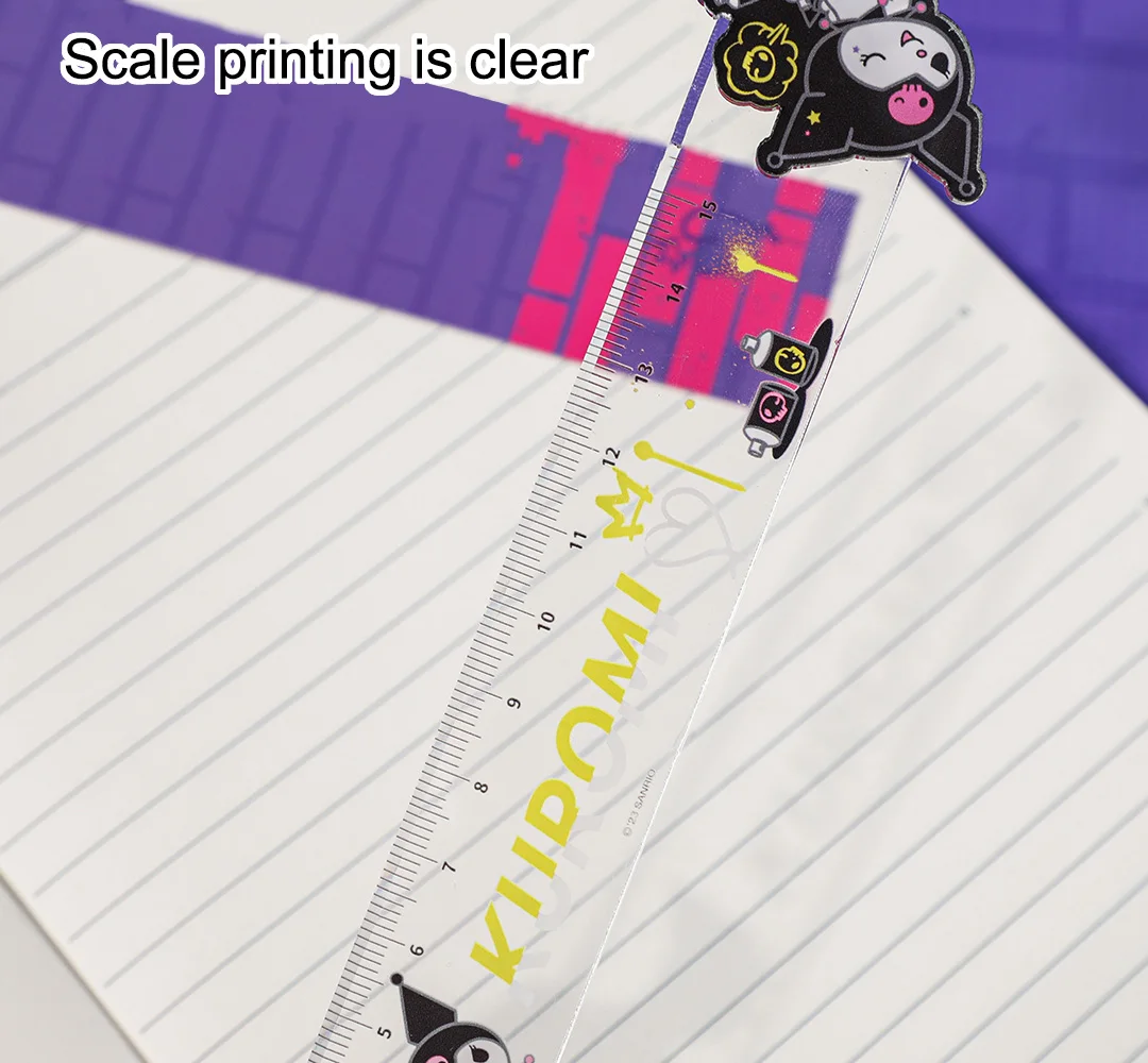 Sanrio Graffiti Wind Turning Ruler Kuromi Multifunctional Acrylic Ruler Student Straightedge mathematical rulers set,drawing tool set,acrylic ruler
