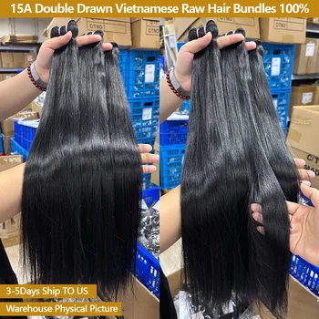 Raw Hair Bundles 100% Human Hair 15A Double Drawn Vietnamese Raw Hair Straight Human Hair Bundles Unprocessed Virgin Hair Bundle 1