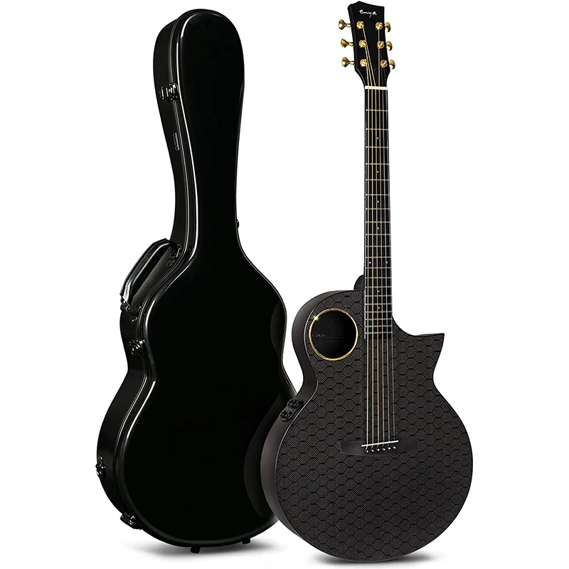 Enya Guitar X4 41 inch Carbon Fiber AcousticPlus Cutaway Guitar Package With Hard Case/Leather Strap