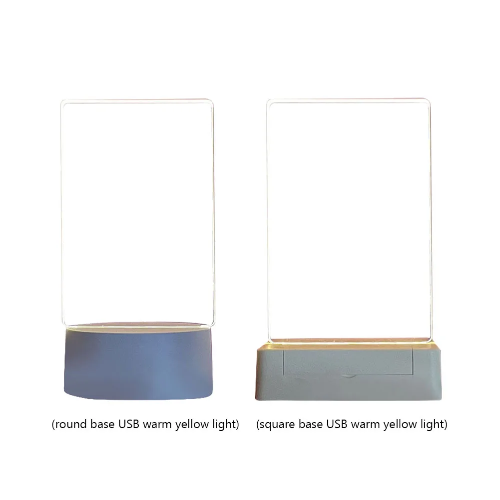투명 메시지 보드 라이트 펜 야광 램프 DIY 노트, 매일 메모 보드 데스크탑 수 램프 장식 닦을 수 있는 야간 조명