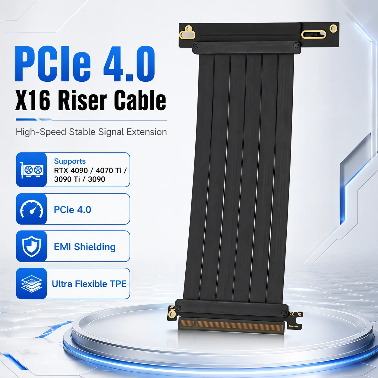 PCI 익스프레스 3.0/4.0 x16 to x16 Gen 4 GPU 더블 리버스 그래픽 카드 확장 케이블 라이저 카드 ITX 금도금 커넥터용