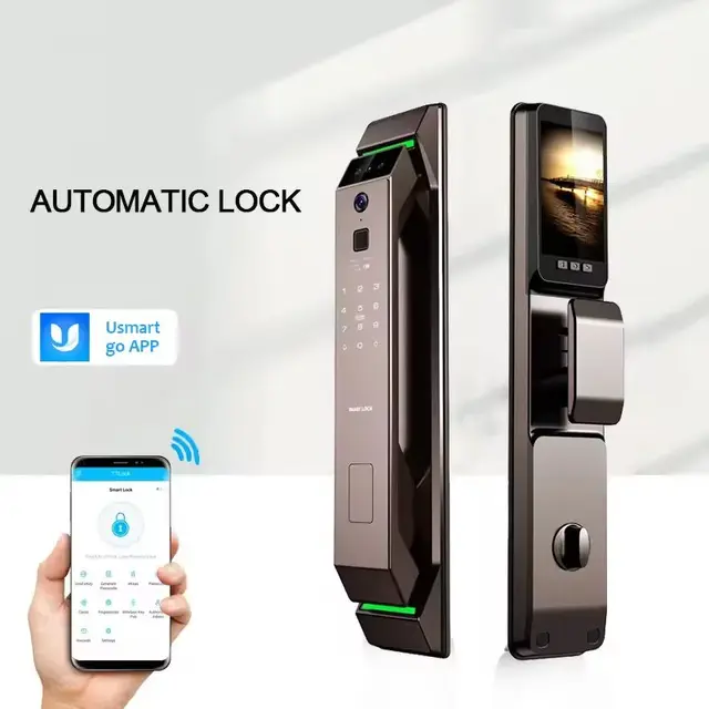 Tuya Electronic Automatic Smart Door Lock 3D Face Recognition Fingerprint Keyless Password Wifi Camera Rfid Card Home Lock 2