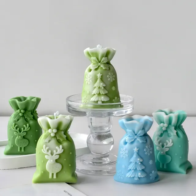 3D borsa regalo di Natale rilievo alce Silicone stampo fatto a mano Aroma candela gesso ornamento stampi Candela fare forniture