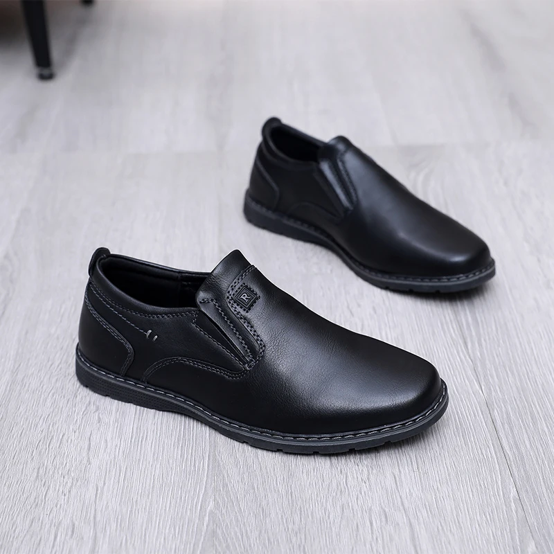 Children Campus Black Leather Shoes, Cowhide Single Shoes Spring And Autumn Style Breathable British Soft Boys Babies Children