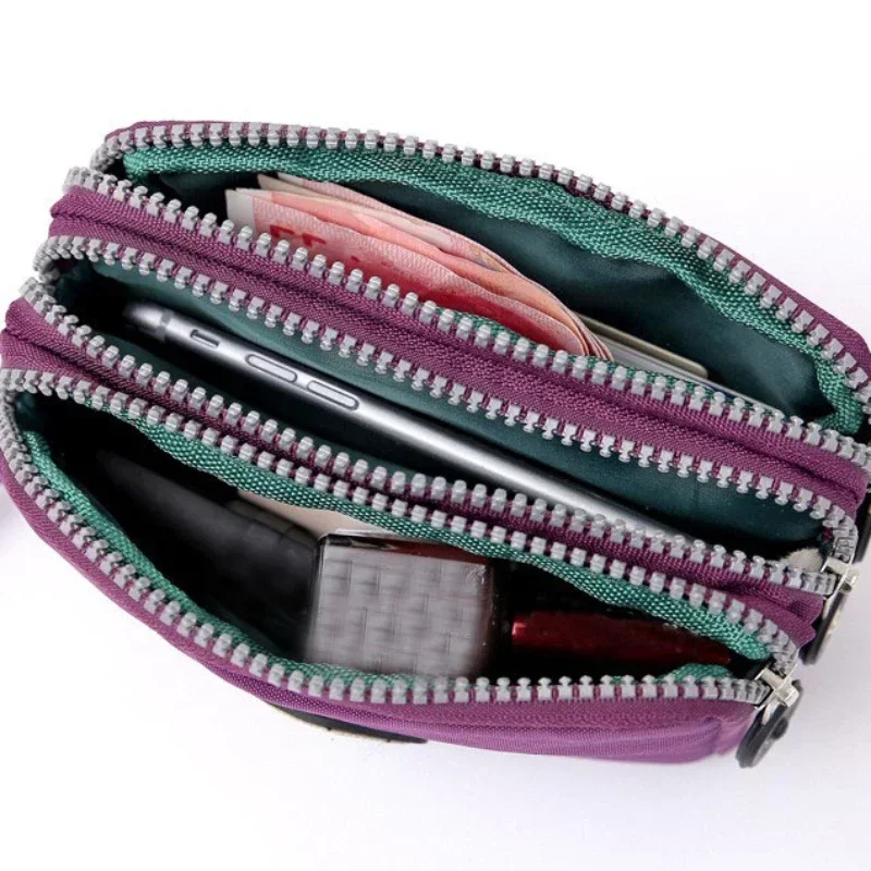 New Fashion Big Capacity Women Wallet Make-up Bag Coin Purse Mini Bag with Three Zipped Portable Women Wallets Phone Pouch 6