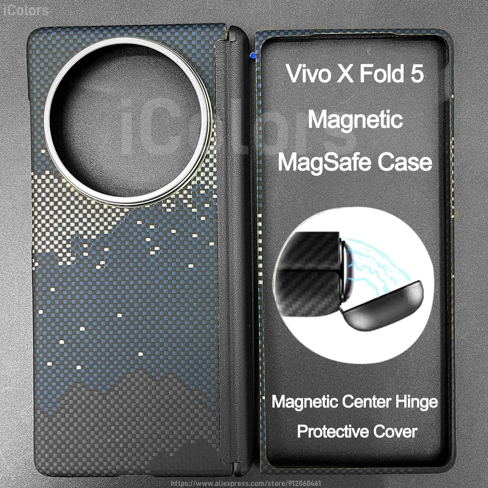 Ultra-Thin Carbon Fiber Magnetic Aramid Protective Case with Central Hinge
