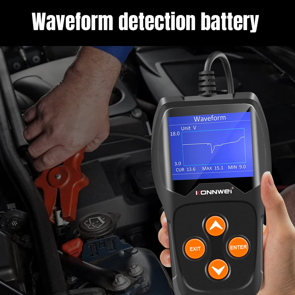 KONNWEI KW600 디지털 자동차 배터리 테스터 12V 분석기 스캐너 1002000CCA 배터리 상태 오류 자동 진단 도구