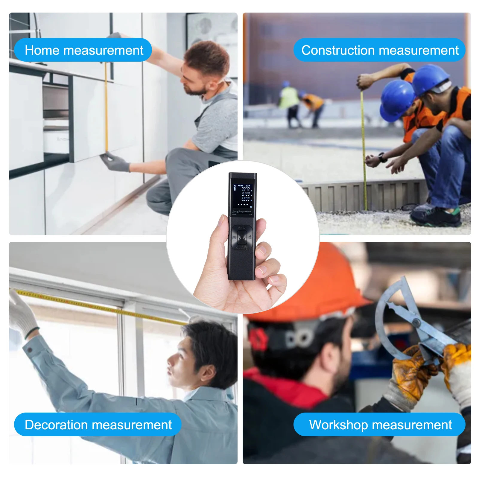 3in1 Laser Distance Meter Angle Measure Cross Line Laser Level Rechargeable Inclinometer Electric Angle Sensor Backlit LCD laser rangefinder distance meter
