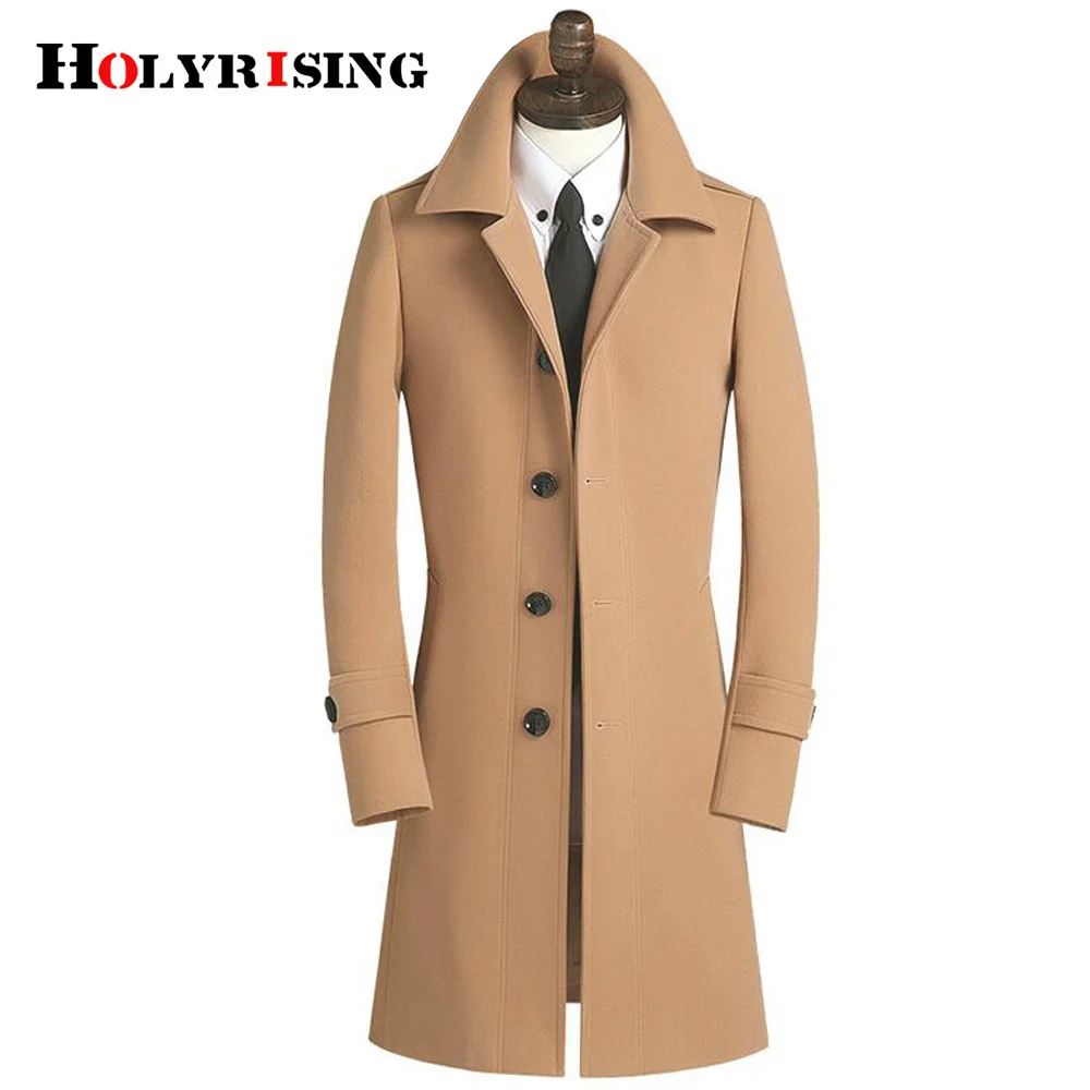 

Holyrising Wool Coat New arrival fashion casual Mens Men high quality winter Slim Jacket Single breasted overcoat NZ103