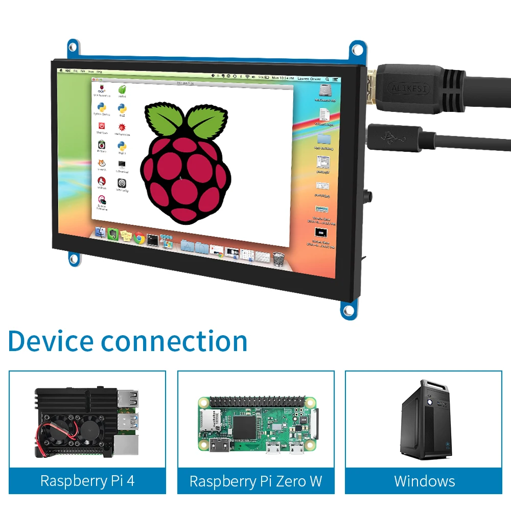 7-дюймовый сенсорный экран Raspberry Pi Mini HDMI ЖК-экран 1024x600 совместимый с 400 4 3B + Windows |