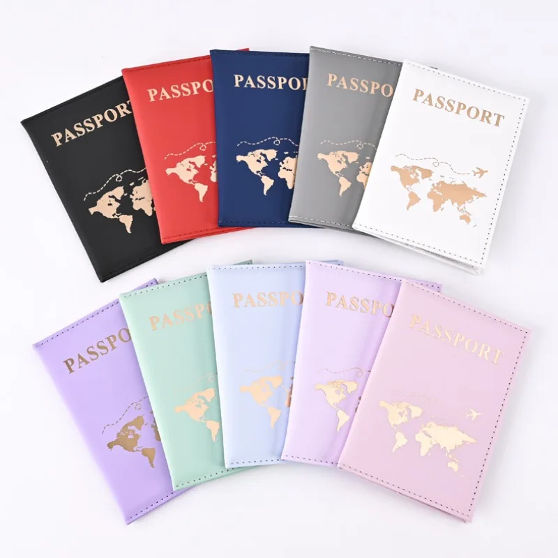 

PU Leather Passport Holder Men Women Fashion Map Pattern Passport Cover Portable ID Credit Card Pasport Cover Travel Accessories