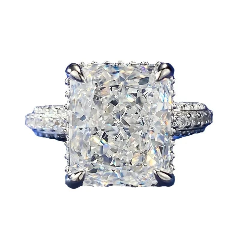 

Spring Qiaoer 100% 925 Sterling Silver 10*12 MM Lab Sapphire Gemstone Fine Jewelry Cocktail Party Ring for Women Gifts