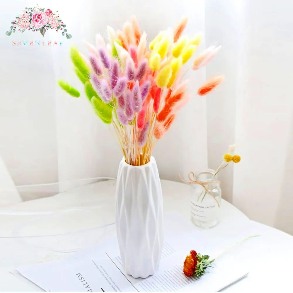 

60pcs Colorful Bunny Tails Grass Dried Flowers Bouquet Plant Natual Rabbit Tail Wedding Accessories Deco Home Decoration Flower
