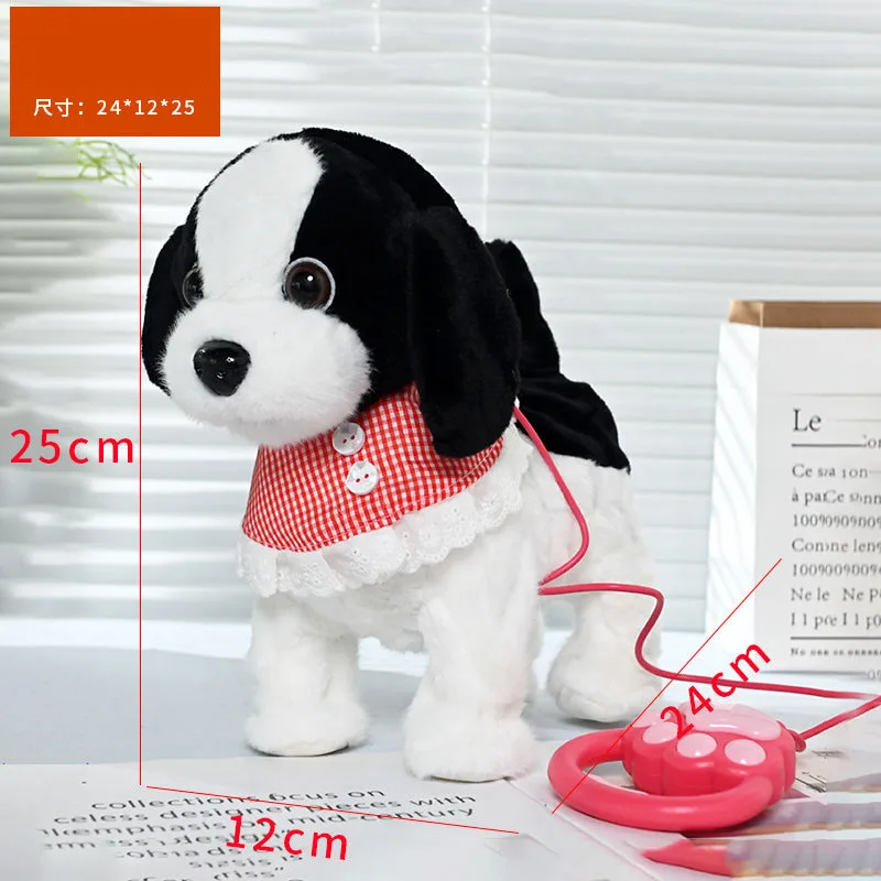 Pull String Electric Puppy Soft Plush Toys Creative Cute Will Lick Tongue Walking Singing Learning To Talk Barking Kids Pet Dogs