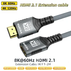Ultra High - Speed 8K HDMI 2.1 Extension Cable, Male to Female, 8K@60Hz, 4K@120Hz, HDR Video Quality - 2m (8K HDMI Cable)