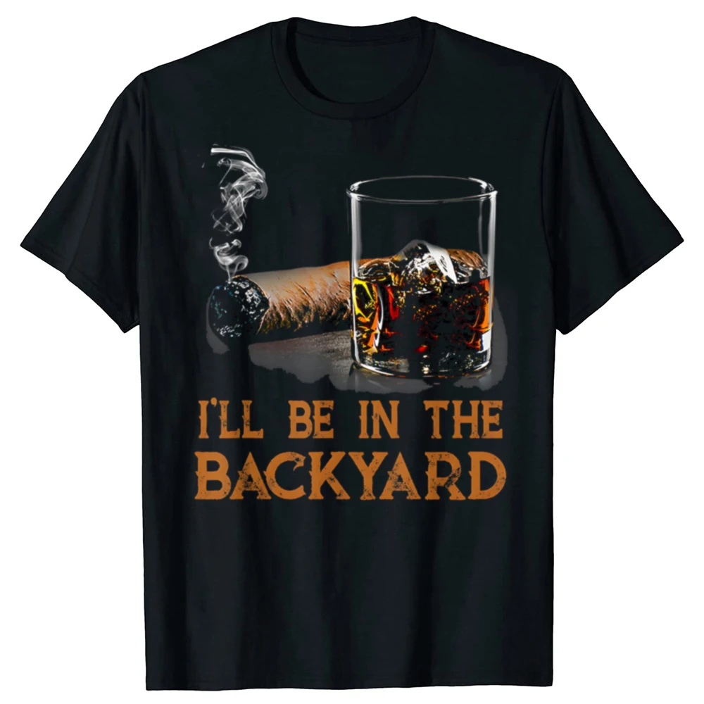 Ich bin im Hinterhof. Lustiges T-Shirt mit Bier- und Rauchmotiv. Sommer-Herrenmode-T-Shirts aus Baumwolle, kurzärmelig, lockeres T-Shirt-Oberteil