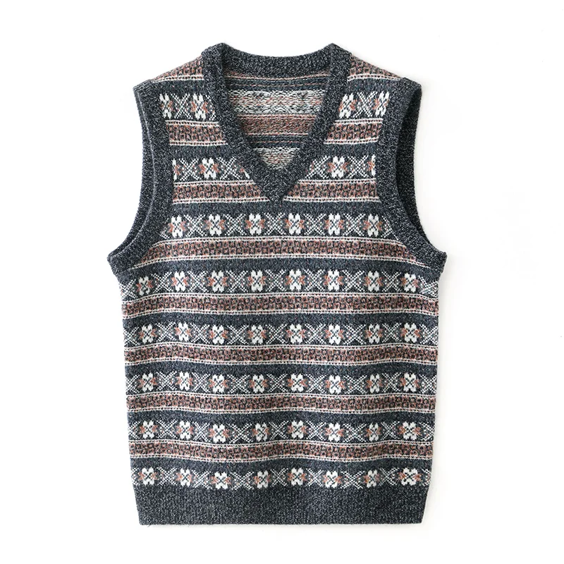 Men's Cashmere Wool Waistcoat Autumn Winter V-Neck
