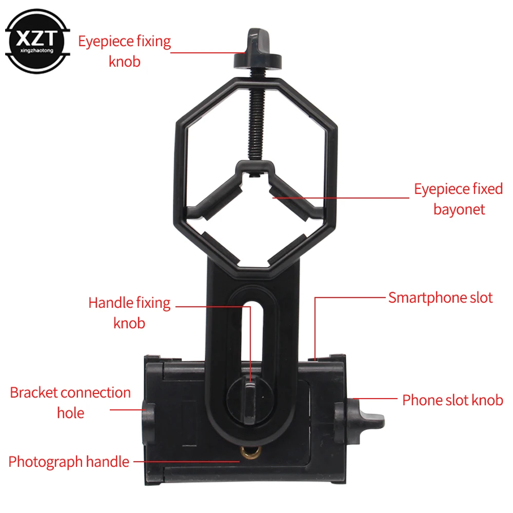 Universal Cell Phone Adapter Clip Mount Binocular Monocular Spotting Scope Telescope Phone Holder Support Eyepiece - 5