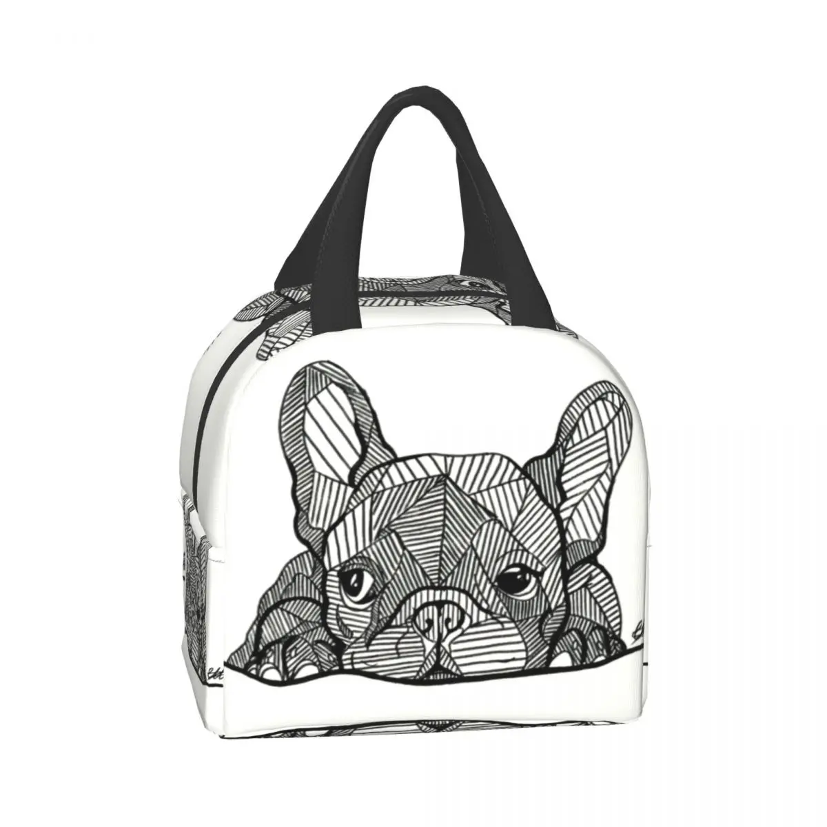 French Bulldog Puppy Facial Insulated Lunch Bag for Work School Picnic Resuable Portable Thermal Cooler Lunch Box for Women Kids lunch bag cooler bag