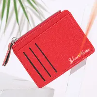 New Mini Women Wallets Free Name Customized Short Card Clips Zipper Coin Pocket Female Purses Credit Card Holder Wallet For Girl 1