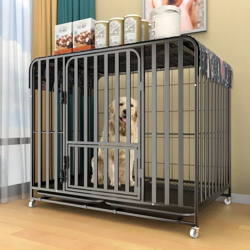 Dog Cage Large and medium-sized indoor dog with toilet separation thickened pet cage golden haired Labrador household dog cage