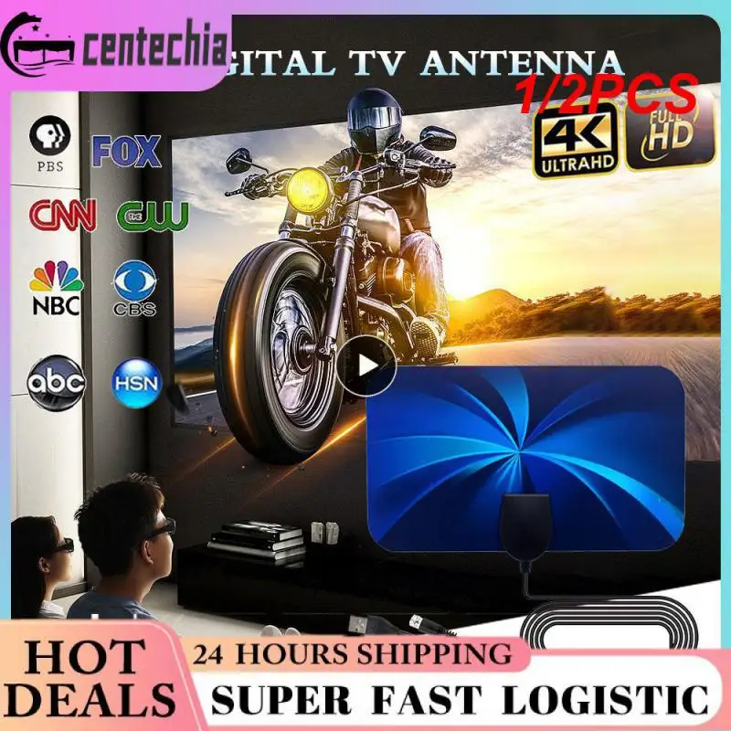

1/2 шт. Бесплатная доставка, 25 дБи, высокая усиленность, комнатная цифровая ТВ-антенна 8K, 4K, 1080P, HDTV-антенна для DVB-T DVB-T2, 500 миль, VHF, UHF