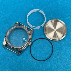 Stainless Steel Watch Case with Fluted Bezel and Mineral Glass Mirror (Watch Case)