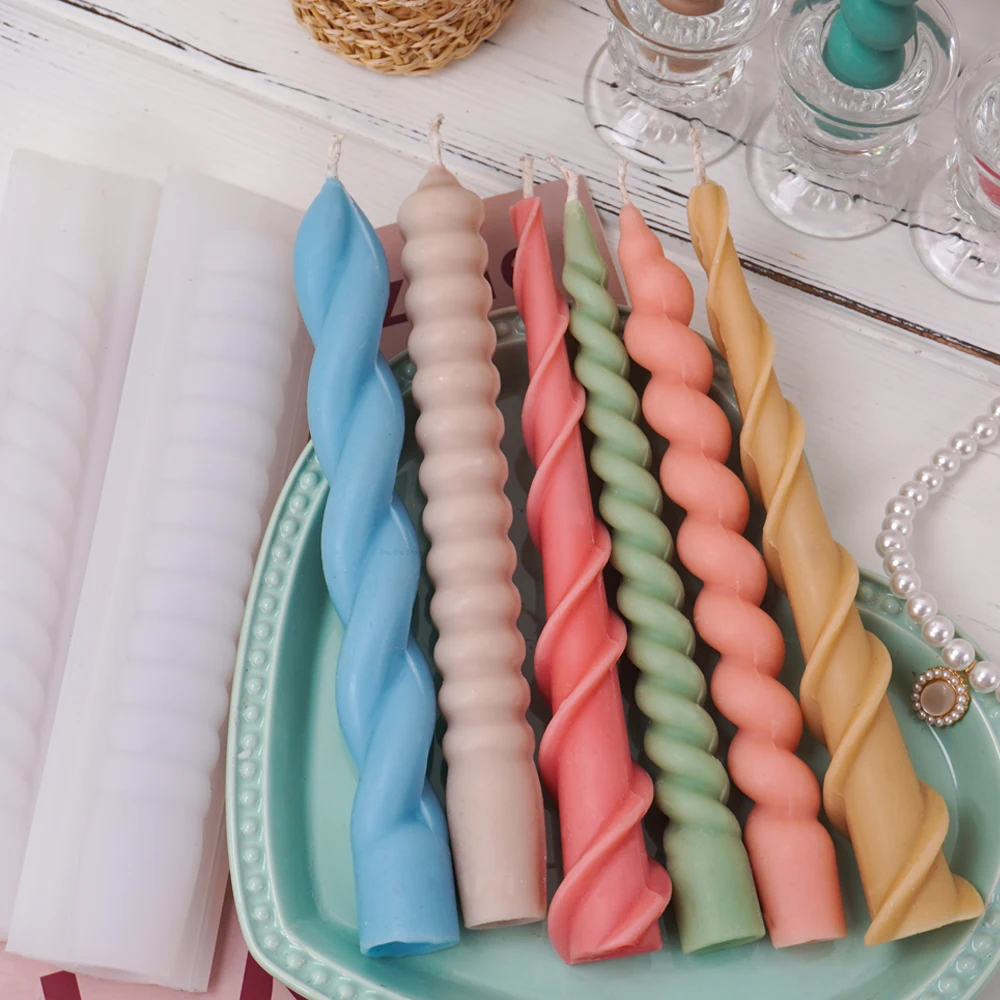 Elegant Spiral Taper Candle Silicone Mold