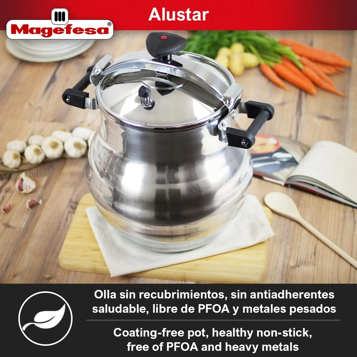 Quart Pressure Cooker, recommended use for professionals, made of extra thick aluminum, express, has a Th 6