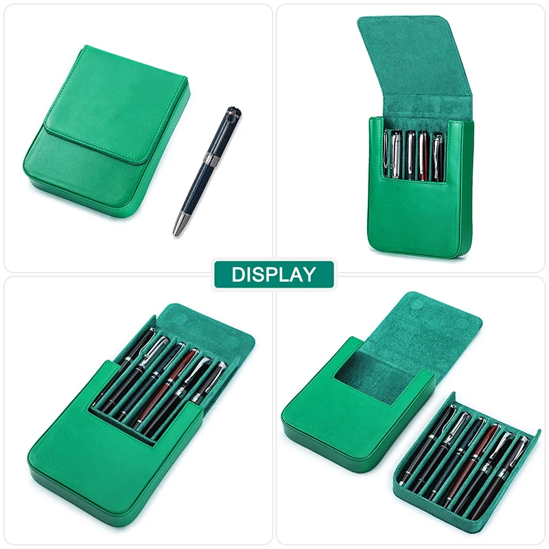 CONTACTS FAMILY Genuine Leather Pen Case Holder Handmade Pen Box Shockproof Detachable Portable Stationery Cover pen storage bag