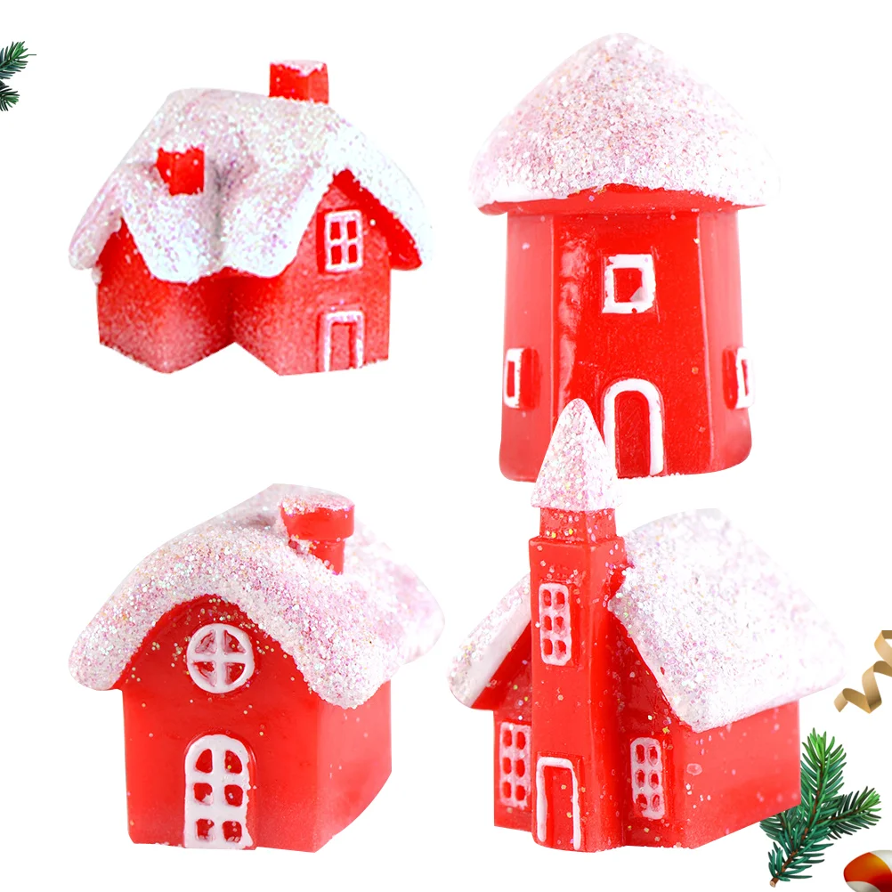 

Christmas Winter Village Houses Ornament Resin Christmas Miniature Houses Christmas Party Micro Landscape Garden Dollhouse