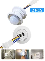 Automatic Motion Sensor Light Switch with Adjustable Time Delay and Movement Detection (2 PCS Sensor)