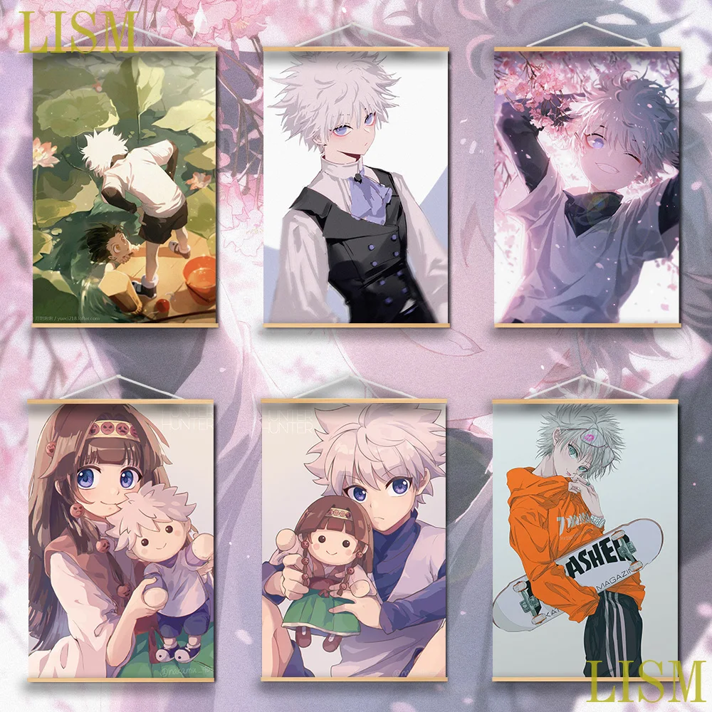 

Hunter x Hunter Alluka Killua Zoldyck Anime manga wall Poster solid wood hanging scroll with canvas painting