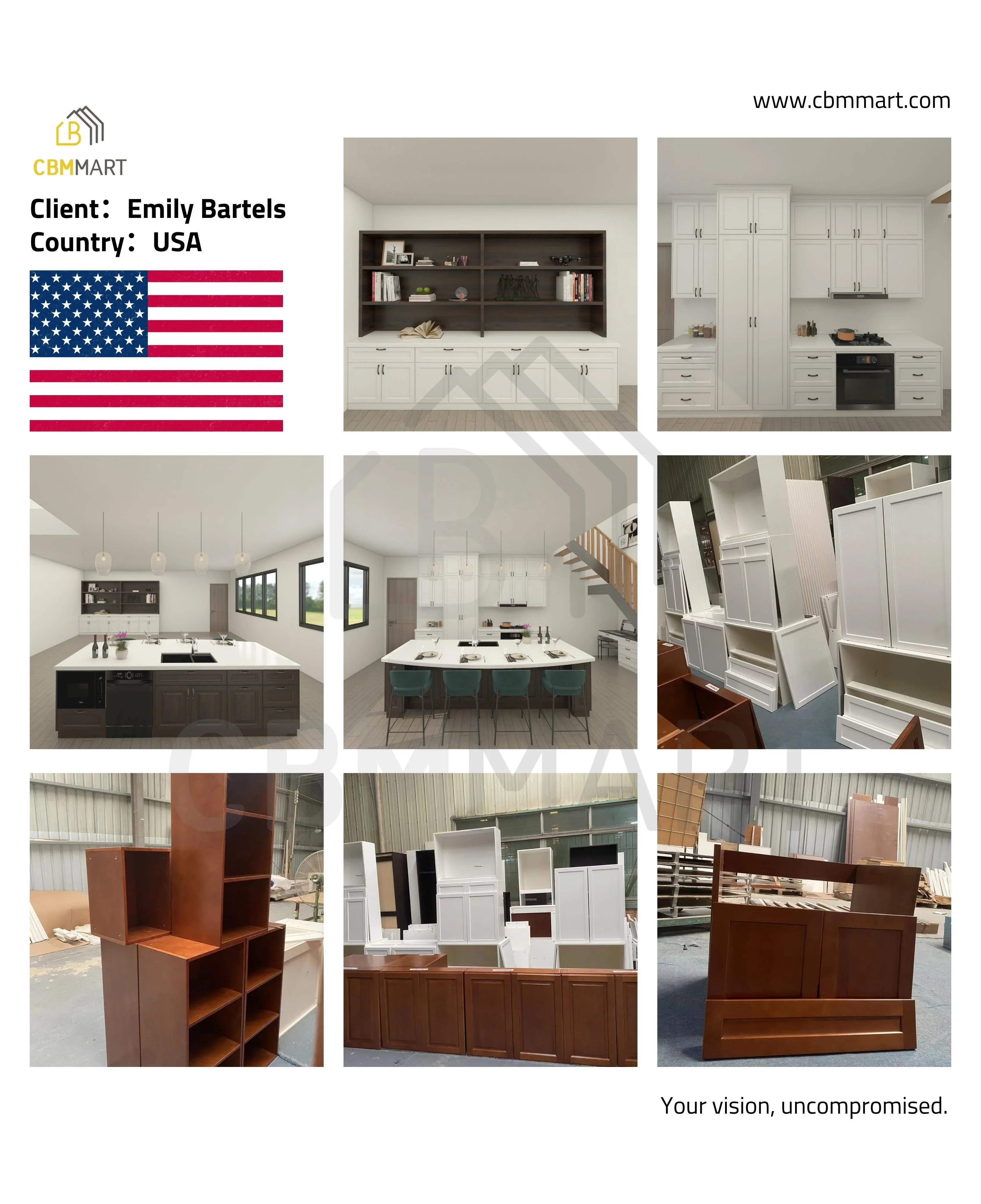 CBMmart House Design Full Modern Kitchen Cabinets Wooden Style Kitchen Furniture China Cabinets With Island