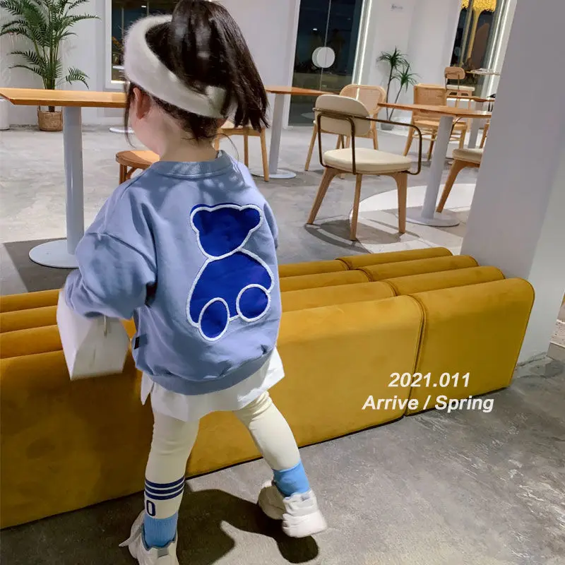 

Girls' Sweater Cute Bear Ins Baby Coat Parent-Child Suit Multi-Color Pullover Children's Top
