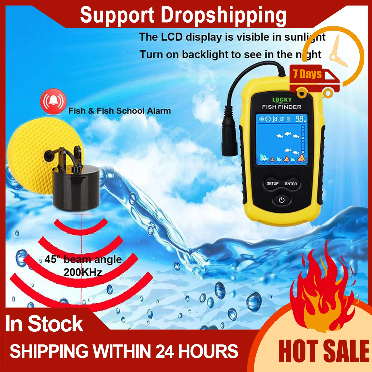 Portable Color Screen Fish Finder Handheld Sonar Ice Fishing Fish Finder Underwater Smart