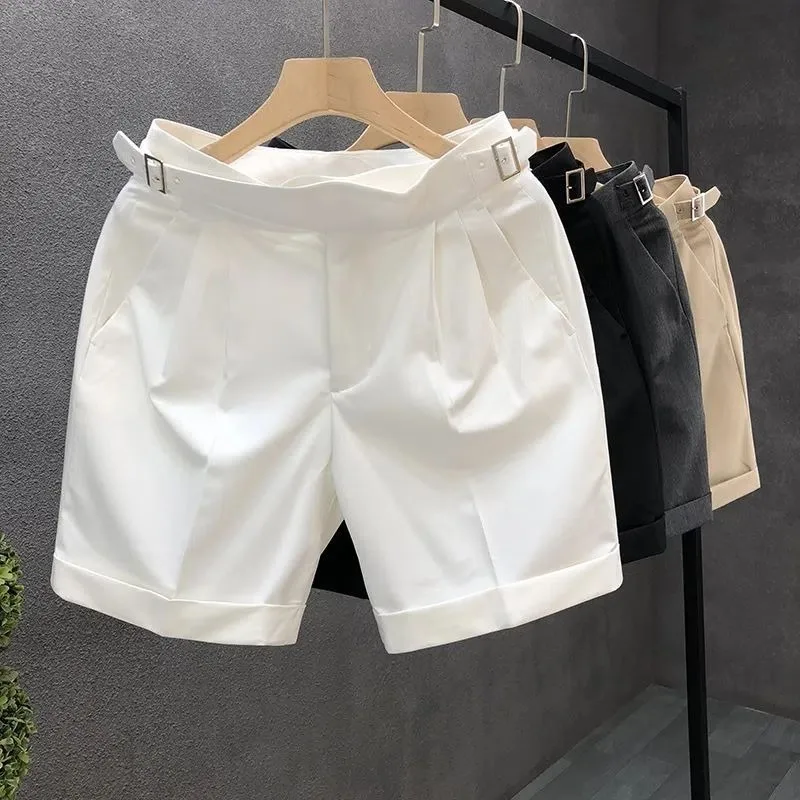 Invisible Open Crotch Outdoor Sex Business Summer Wear Men Suit Pants Slim Shorts Outfit Vintage Beach Activewear Casual Short