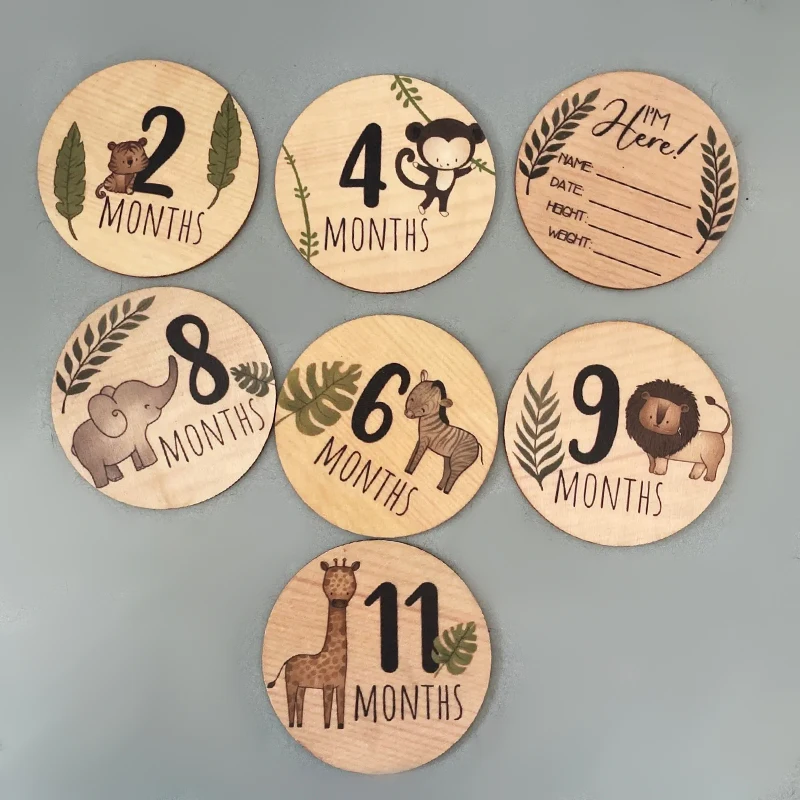 Tarjetas De Hitos Mensuales Para Bebé De 0 A 12 Meses - De Madera MDF, Diseño Floral, Incluye Números Y Placas, Ideal Para Fotos Y Regalo