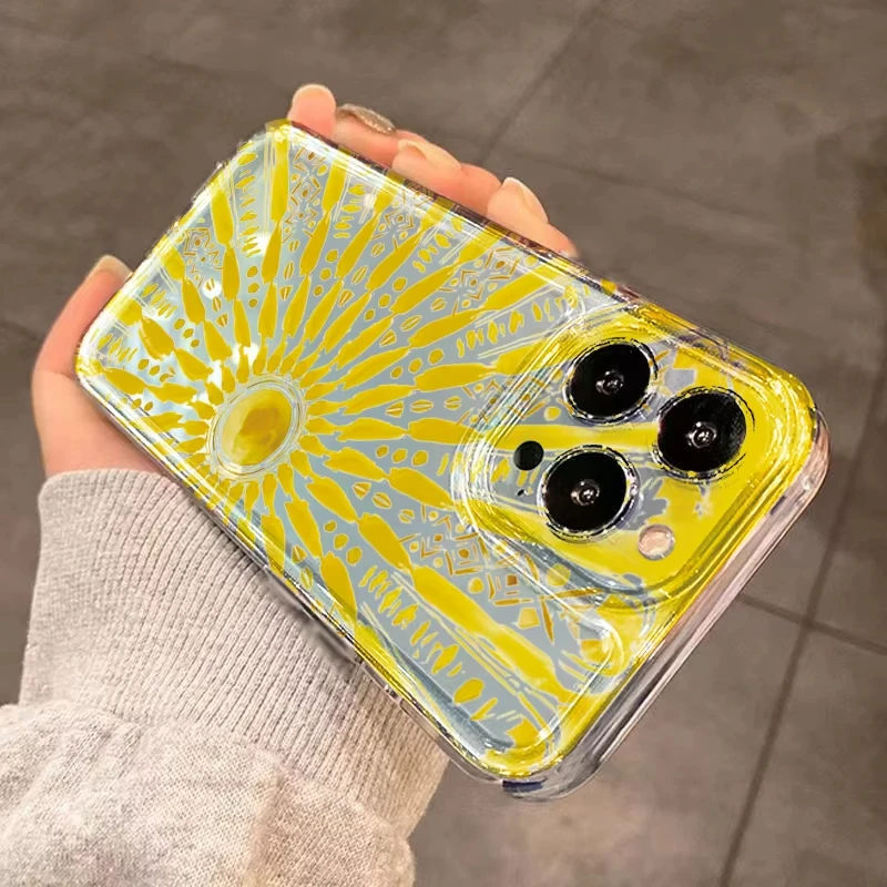 Yellow Sun Clear Shockproof TPU Phone Case Cover