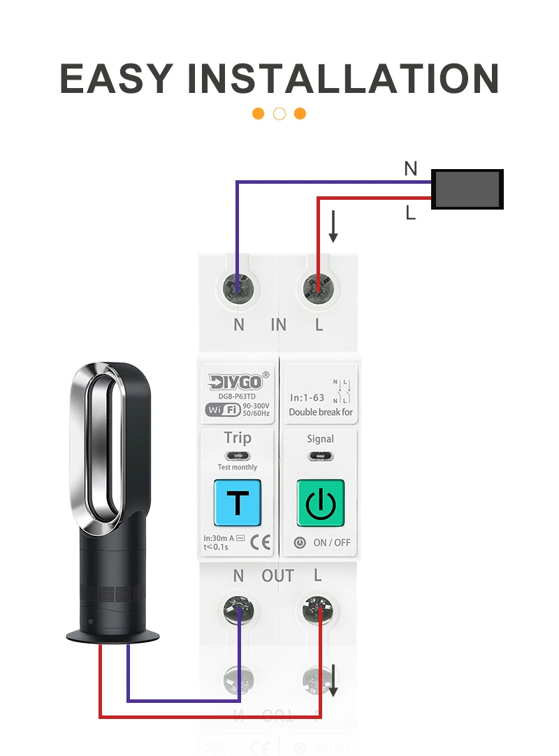1P/2P TUYA WiFi Smart Circuit Breaker Echtzeit-Timer Energie Spannung Strom Meter Schutz Stimme Fernbedienung schalter 1A-63A – Detail 9