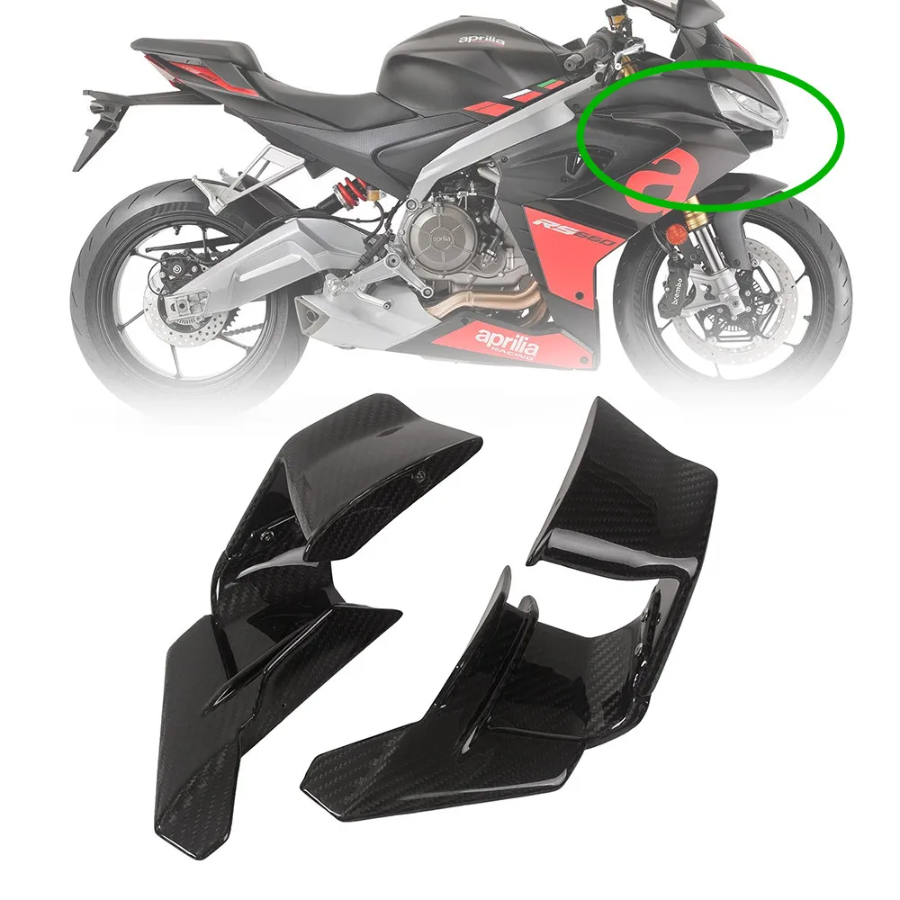 

Спойлер из 100% углеродного волокна Winglets с саржевым отверстием, аксессуары для мотоциклов, передняя губа, крыло для ветра, крыло для Aprilia RS660 rs 660
