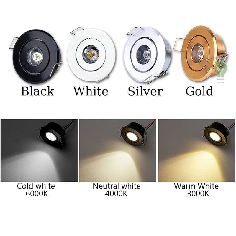 Dimmable 1W 3W Mini Round High Power LED Recessed Ceiling Down Light