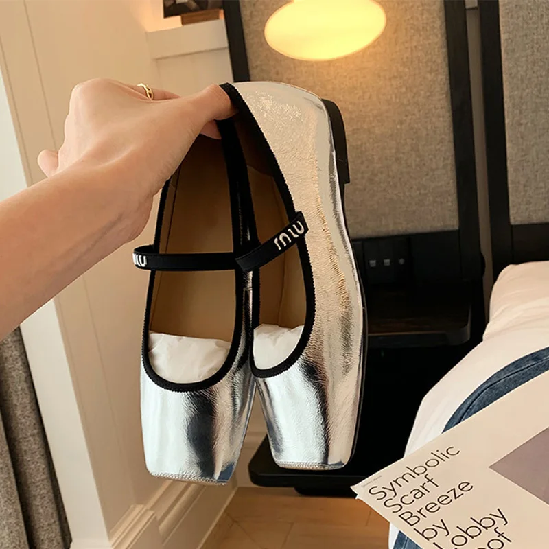 Women Ballet Flats Fashion Square Toe Pumps Female Mary Jane Shoes Soft Leather Slip-on Casual Shoes Office Lady Work Thin Shoes 2 Women Ballet Flats Fashion Square Toe Pumps Female Mary Jane Shoes Soft Leather Slip-on Casual Shoes Office Lady Work Thin Shoes 2