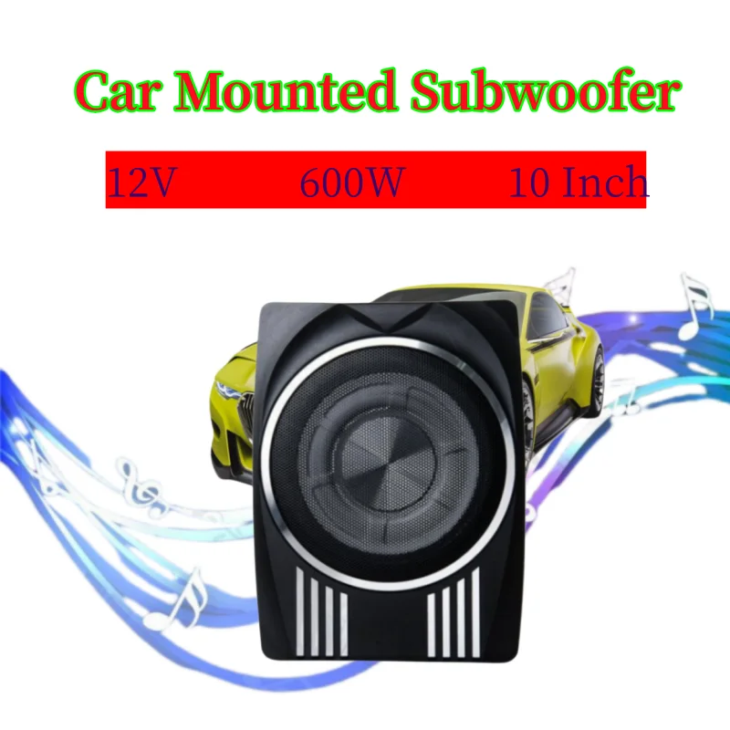 

Car Mounted 12V 600W 10 Inch Ultra-thin Subwoofer, Car Seat Subwoofer, Full frequency Pure Bass Built-in Power Amplifie
