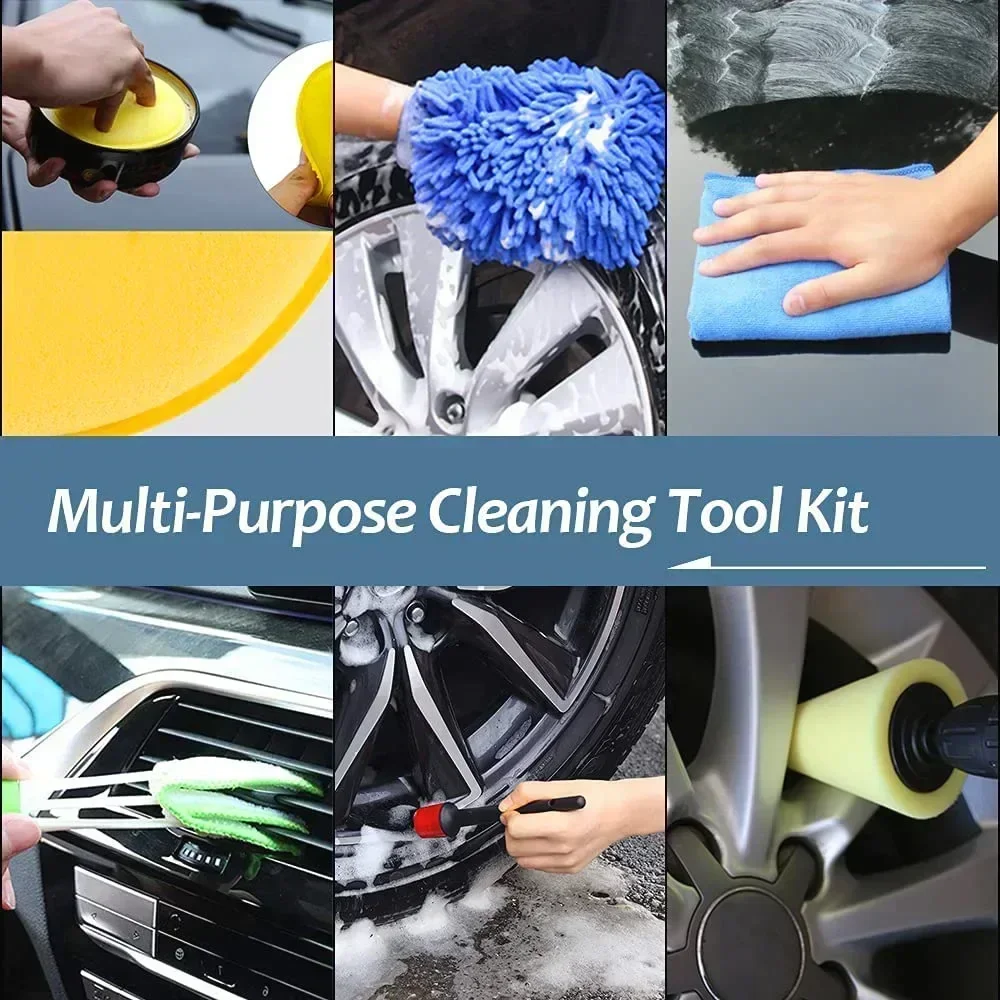Car Interior Cleaning Kit – Detailing Brushes, Sponges, Microfiber Towels & Vent Cleaning Tools for Auto Detailing & Car Care