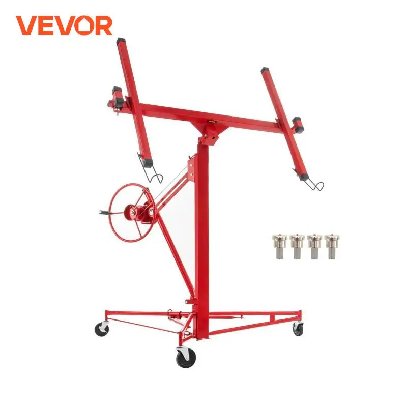 11FT Drywall Rolling Lifter with Lockable Wheels 150Lbs Capacity Heavy Duty Plasterboard Panel Tilting Hoist Jack Lifter panel carrier